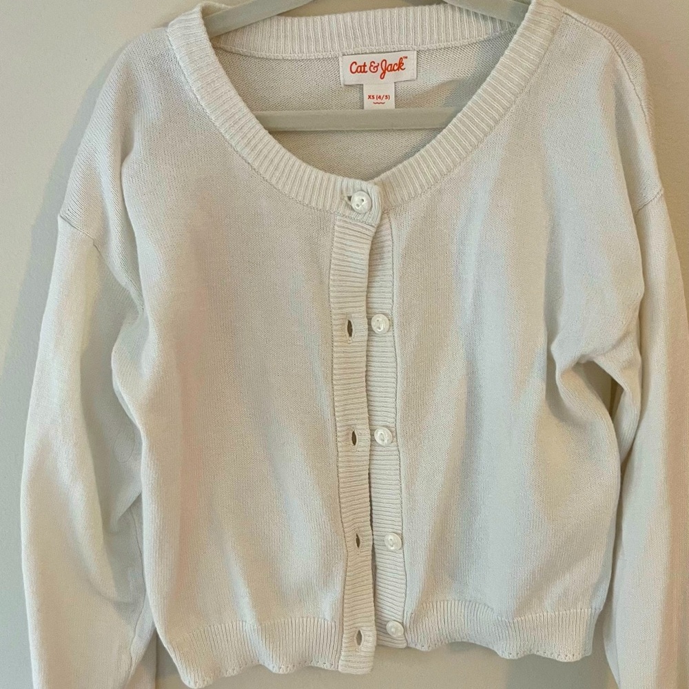 Girls 4/5 White Cardigan